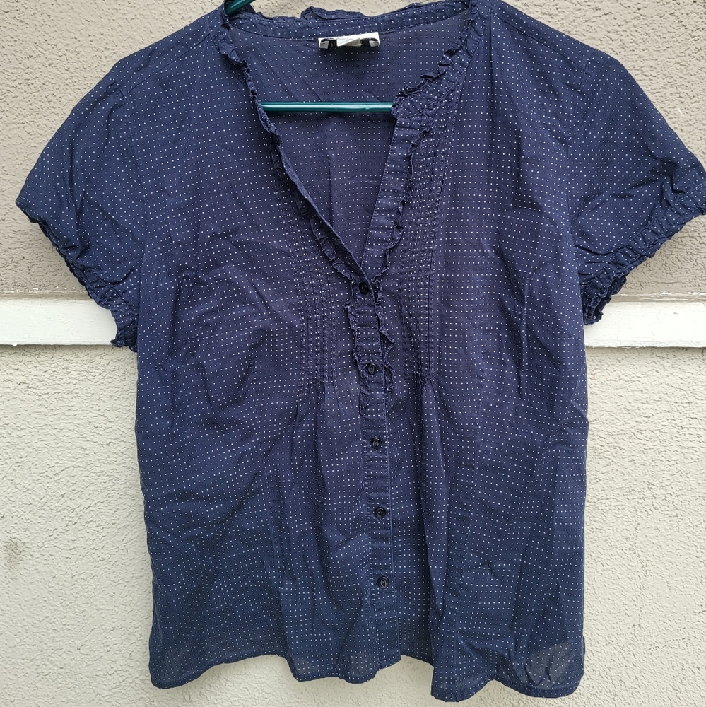 Ann Taylor Loft Petites' Short Sleeve Blouse, Color: Blue, Size: 12P